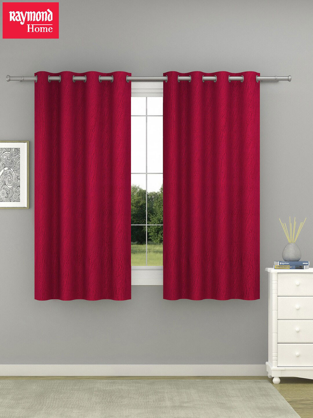 

Raymond Home Red 2 Pcs Window Curtains