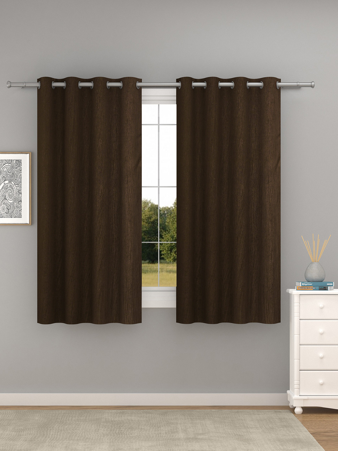 

Raymond Home Brown 2 Pieces Window Curtains