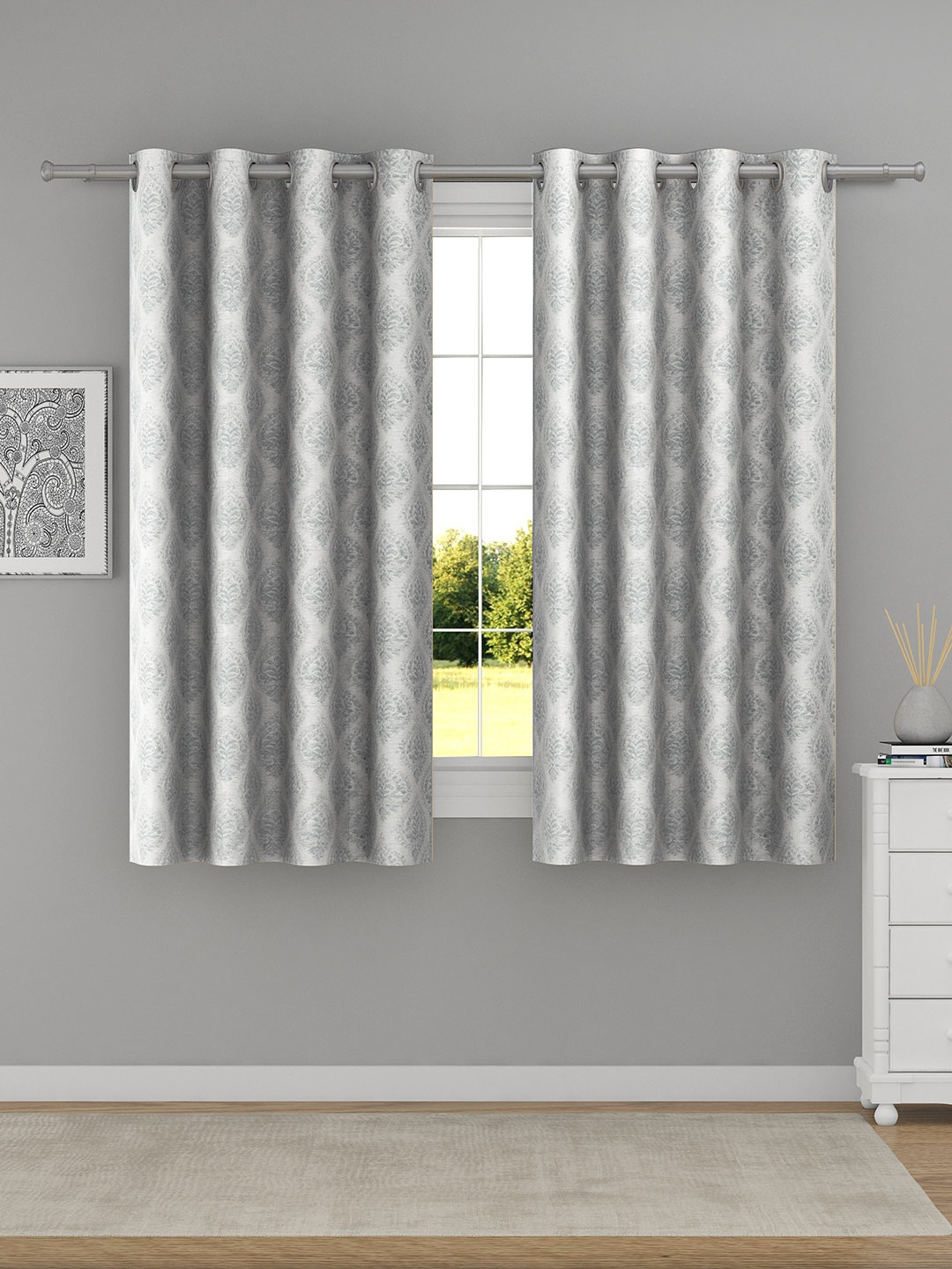 

Raymond Home Grey 2 Pieces Ethnic Motifs Printed Window Curtains