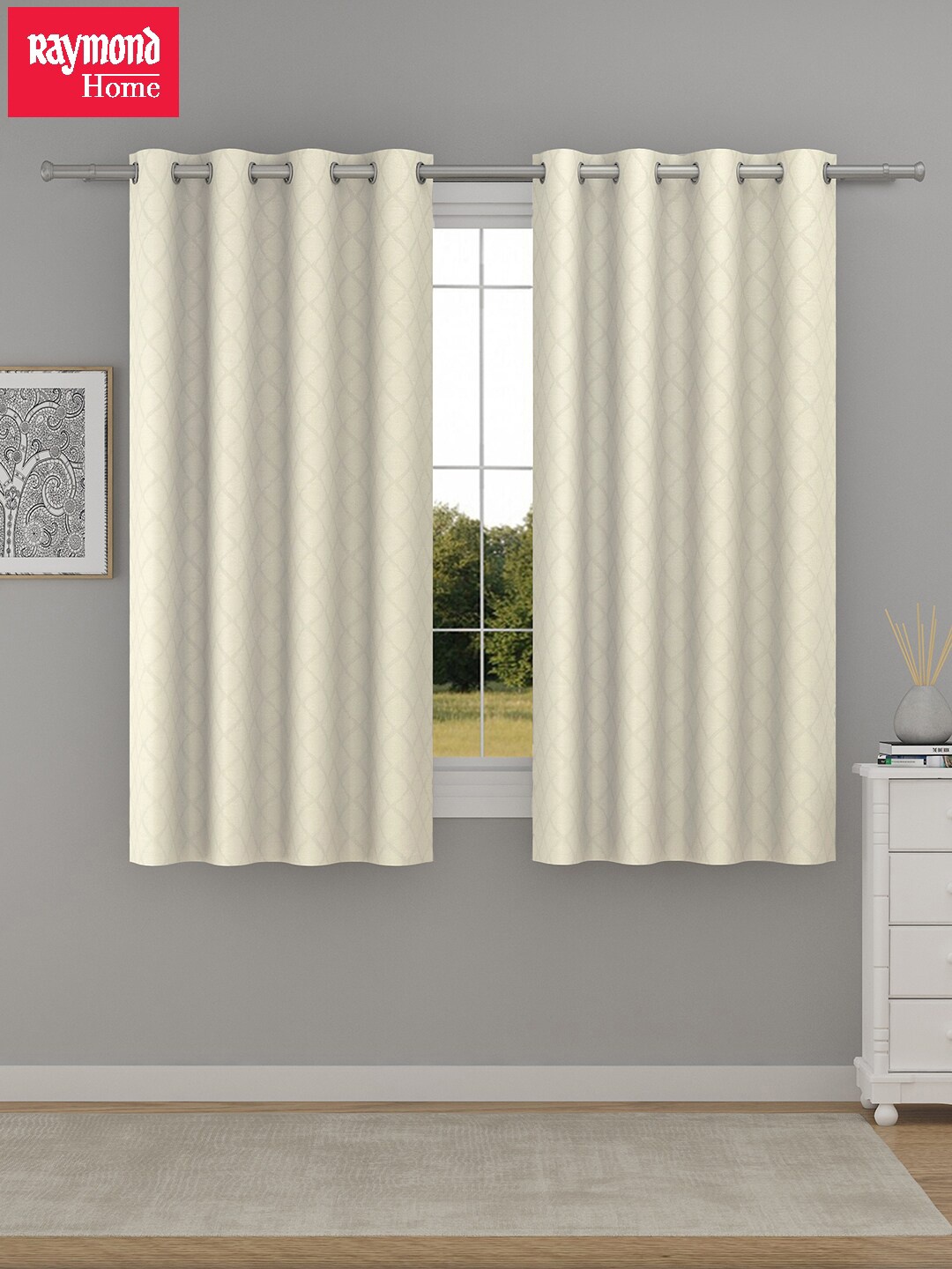 

Raymond Home Off White 2 Pcs Self-design Window Curtains