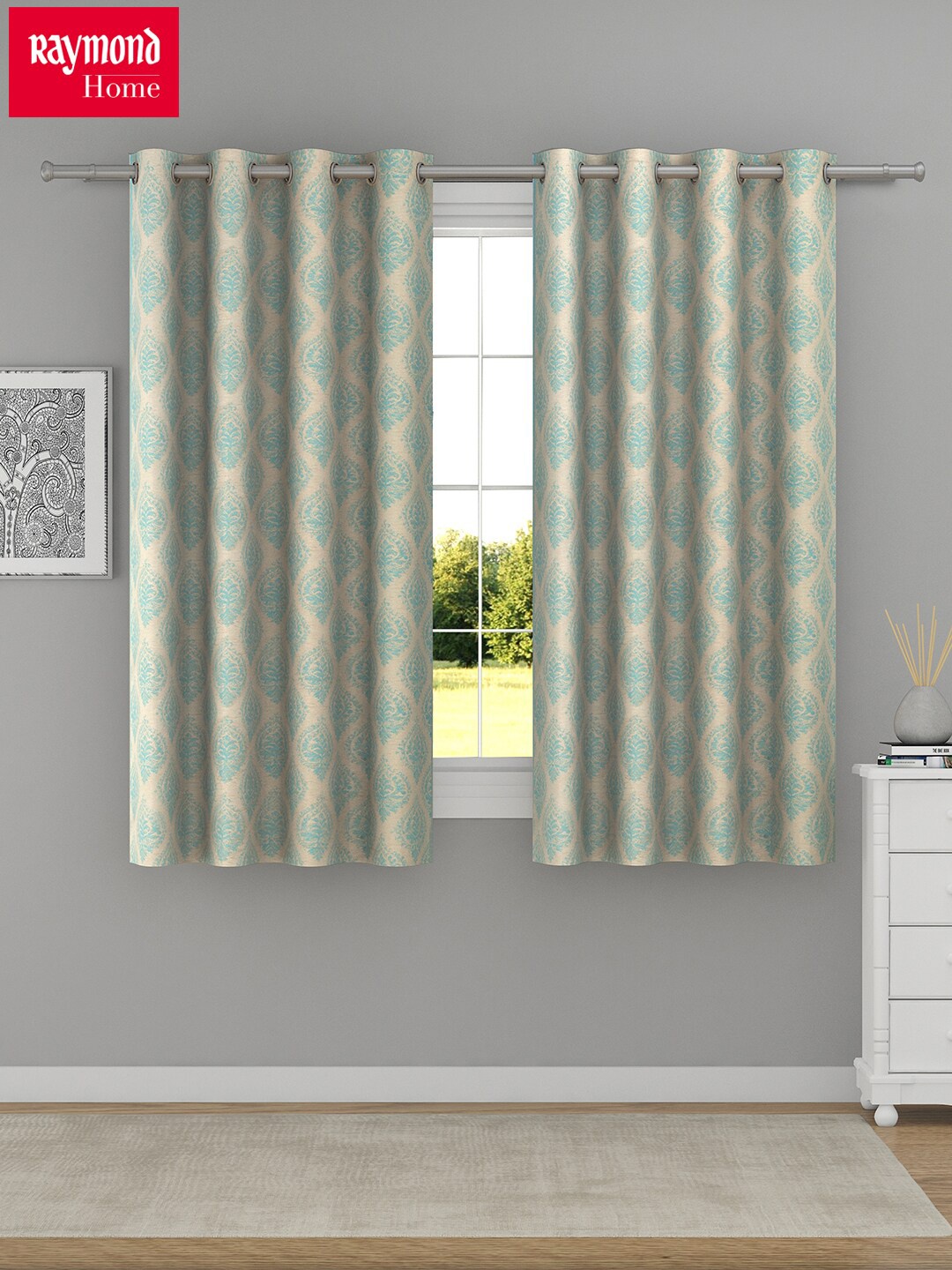 

Raymond Home Green 2 Pcs Ethnic Motifs Window Curtains