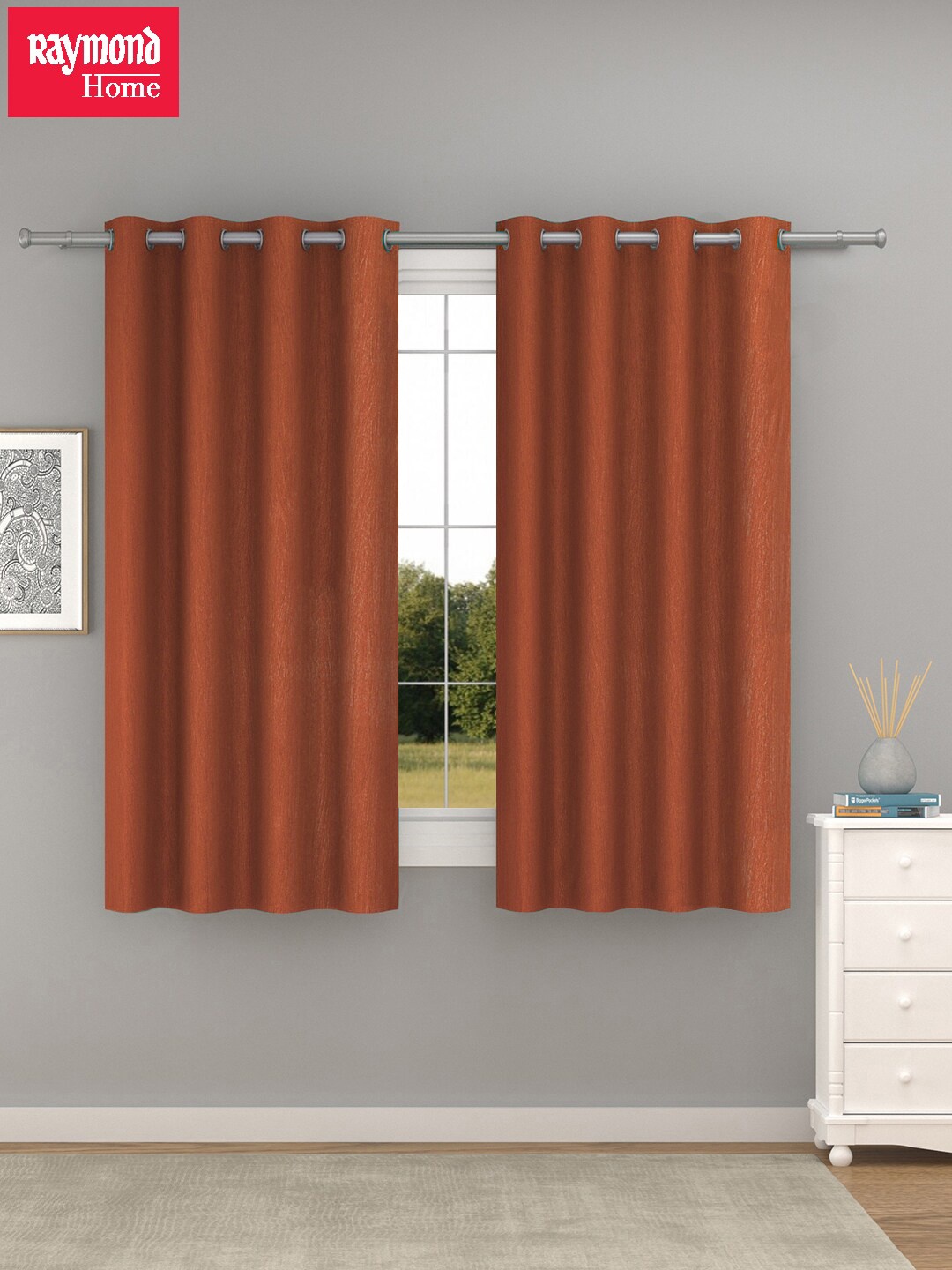 

Raymond Home Brown & Silver-Toned 2 Pcs Window Curtains