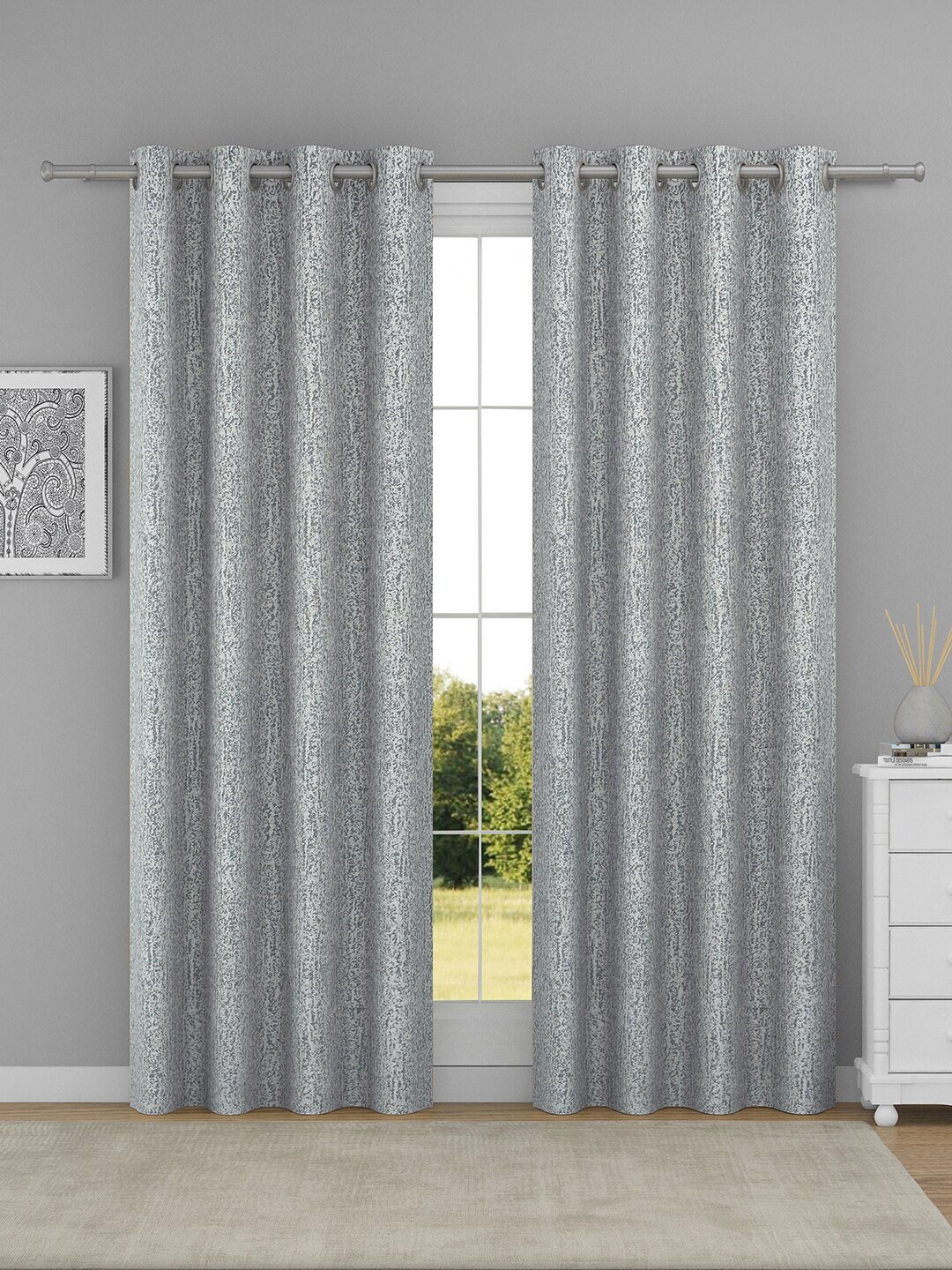 

Raymond Home Grey 2 Pcs Abstract Woven Design Door Curtains