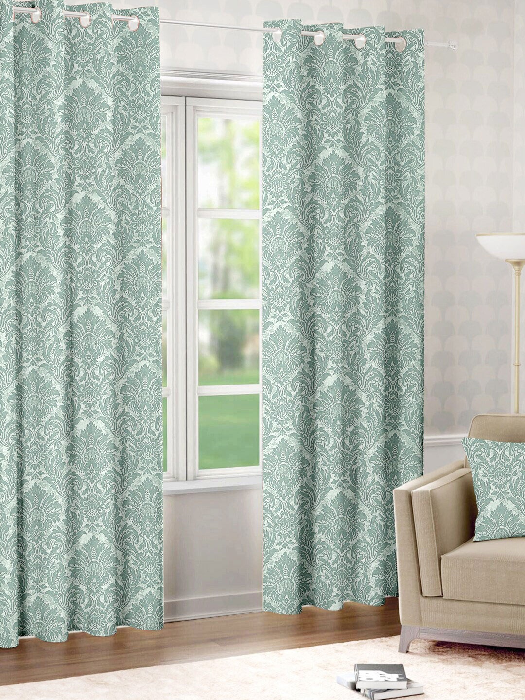

Raymond Home Green 2 Pcs Ethnic Motifs Woven Design Door Curtains