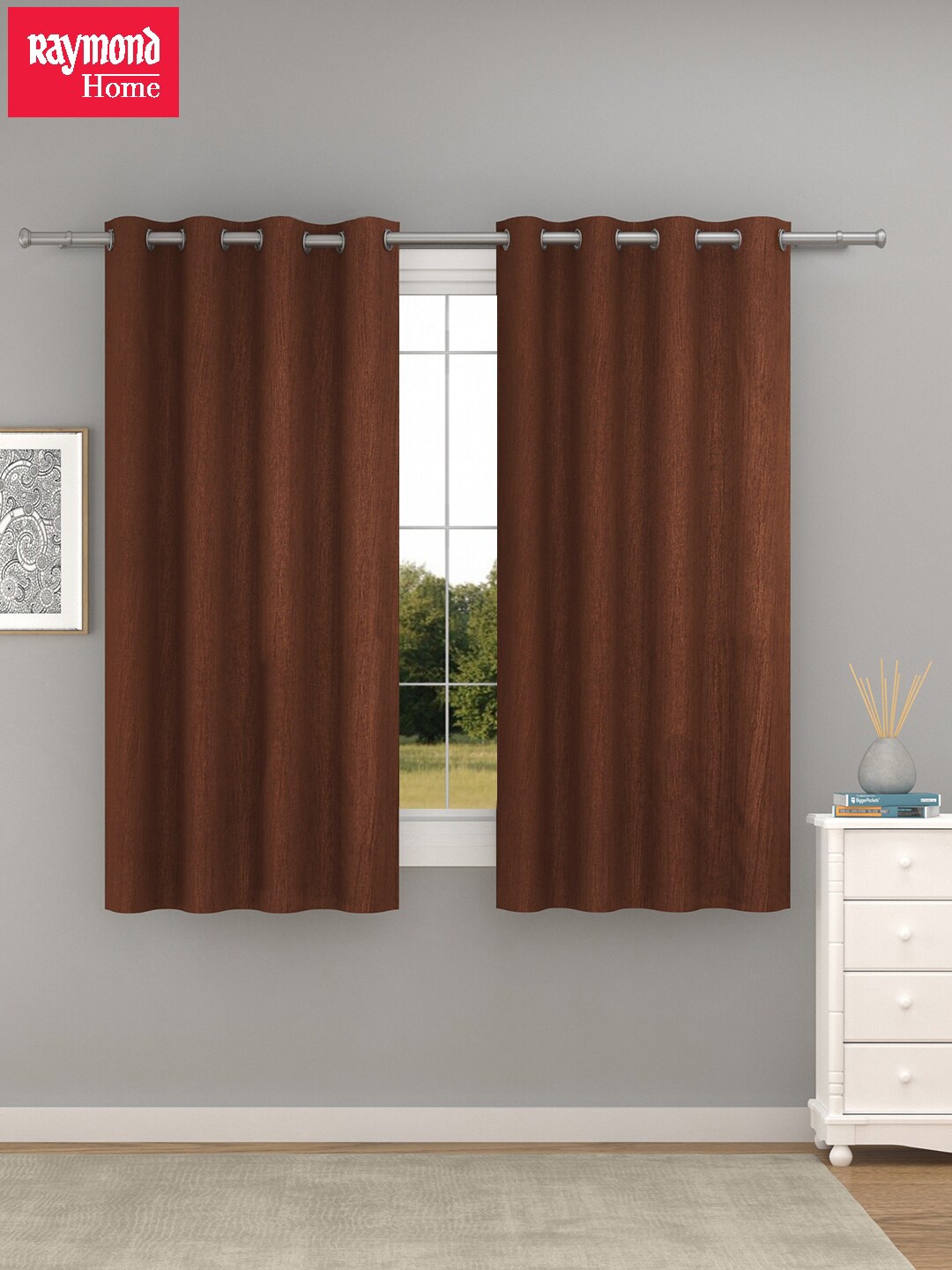 

Raymond Home Brown 2 Pcs Solid Window Curtains
