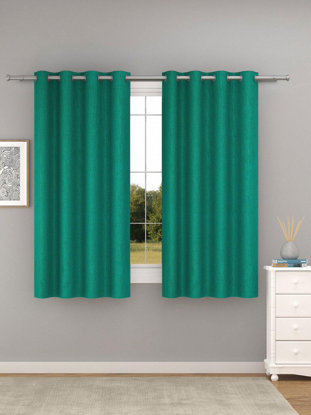 

Raymond Home Teal 2 Pcs Window Curtains
