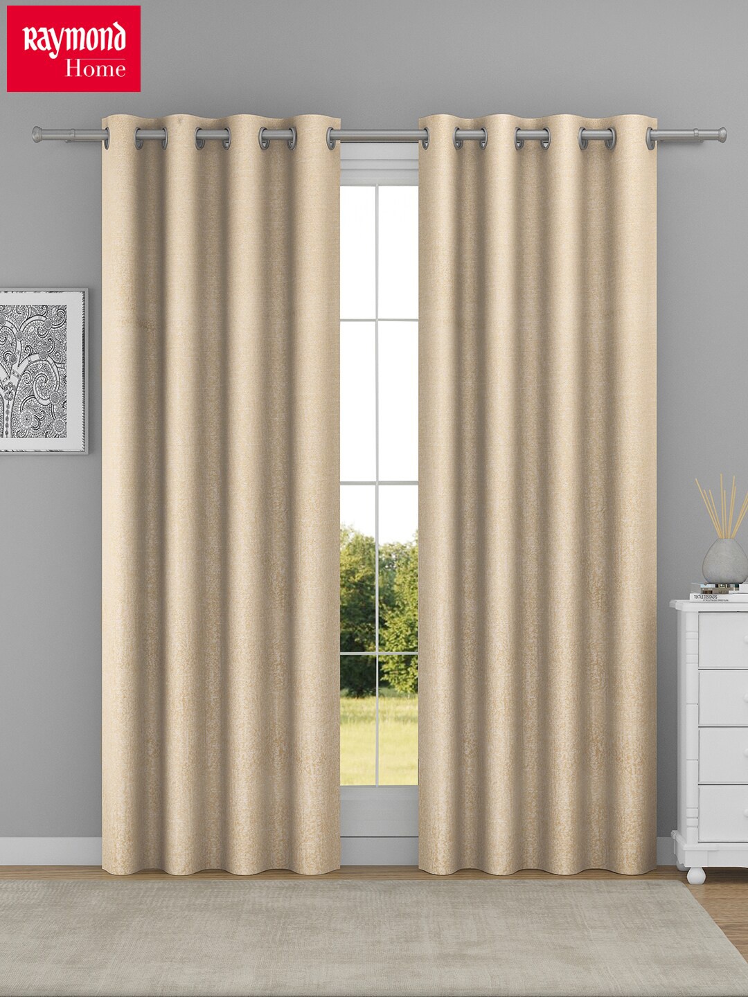 

Raymond Home Beige 2 Pcs Abstract Door Curtains