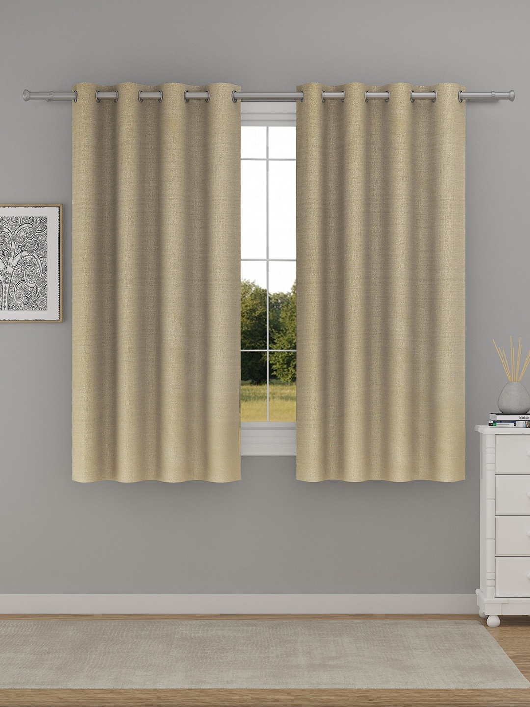 

Raymond Home Beige 2 Pcs Solid Window Curtains