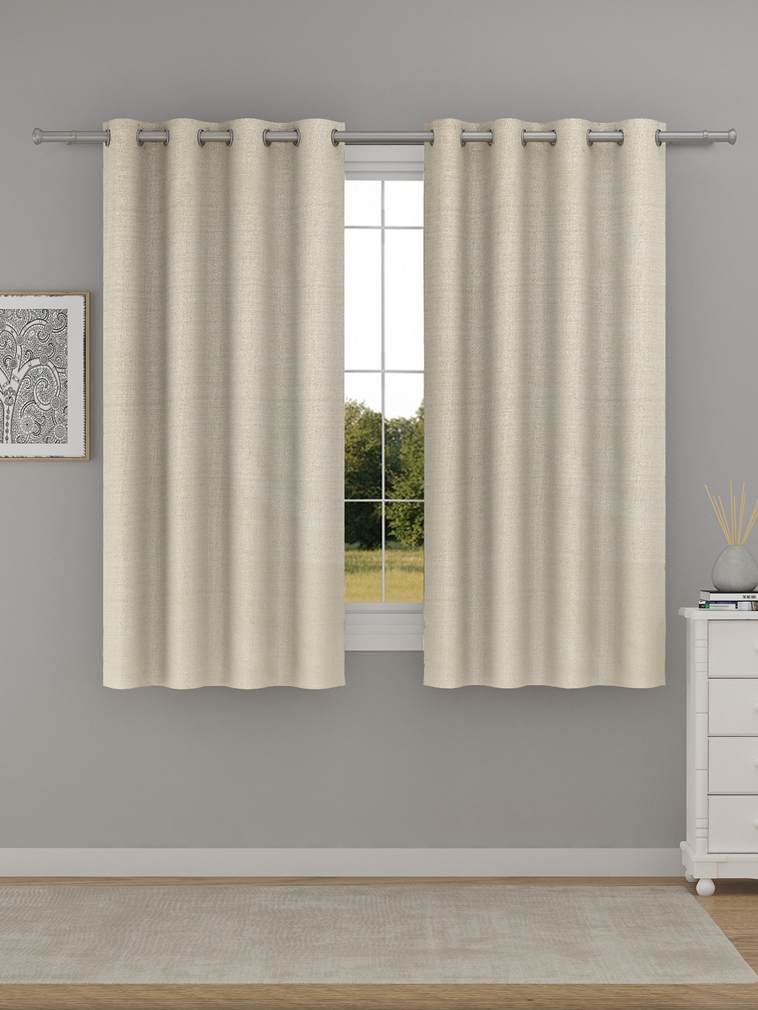 

Raymond Home Off White 2 Pcs Solid Window Curtains