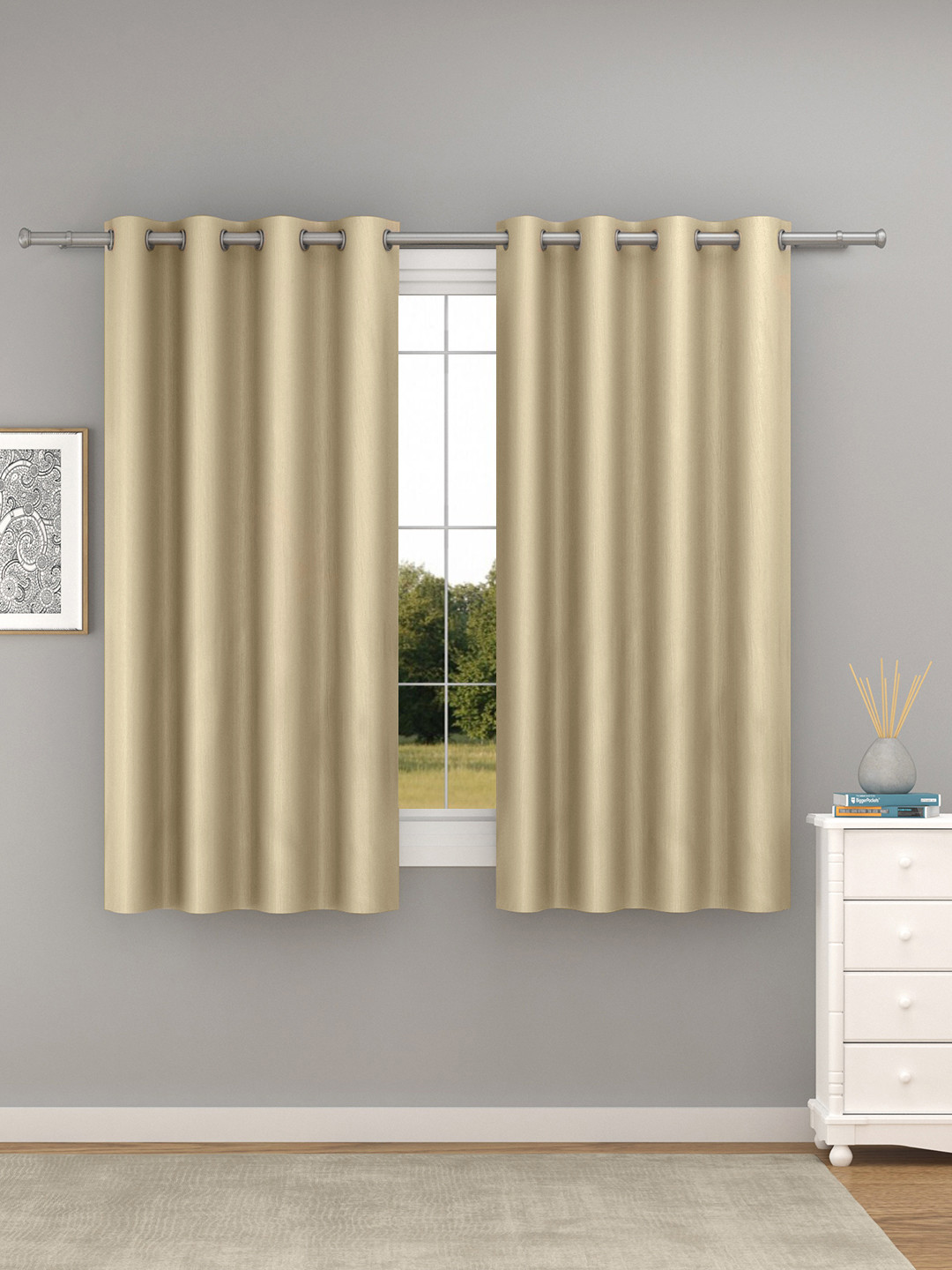 

Raymond Home Beige 2 Pcs Solid Window Curtains