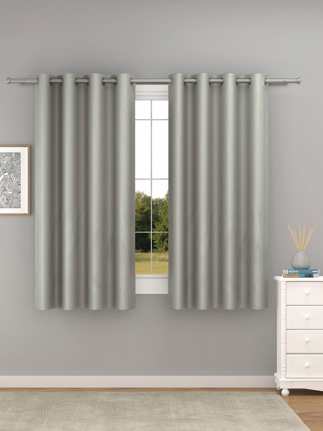 

Raymond Home Grey 2 Pcs Solid Window Curtains