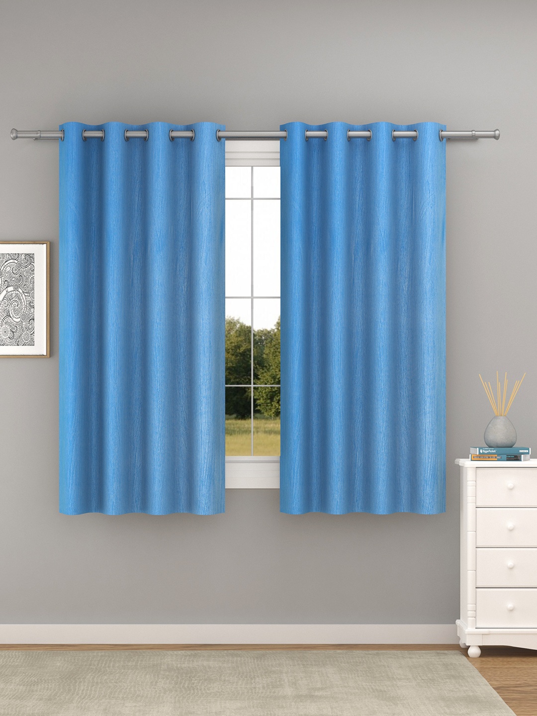 

Raymond Home Blue 2 Pcs Solid Window Curtains