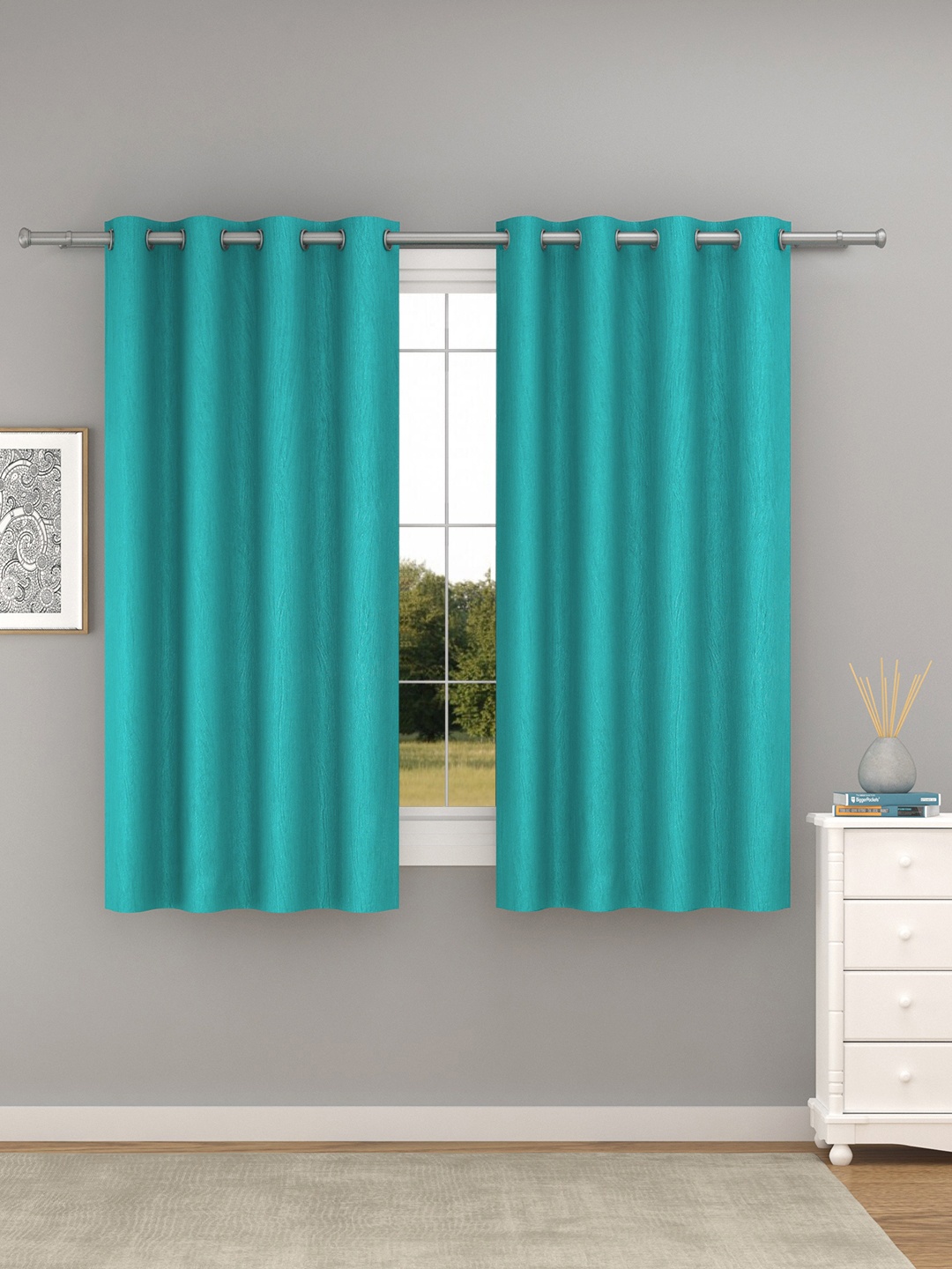 

Raymond Home Blue 2 Pcs Solid Window Curtains