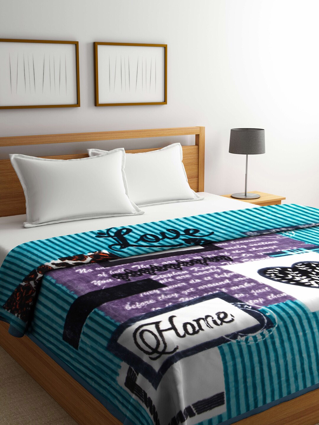 

KLOTTHE Abstract-Printed Woolen 1000GSM Double Bed Size Blanket, Turquoise blue