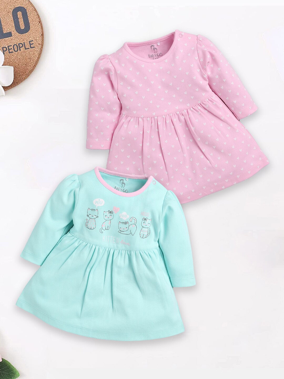 

BABY GO Pack of 4 Floral A-Line Dress, Pink