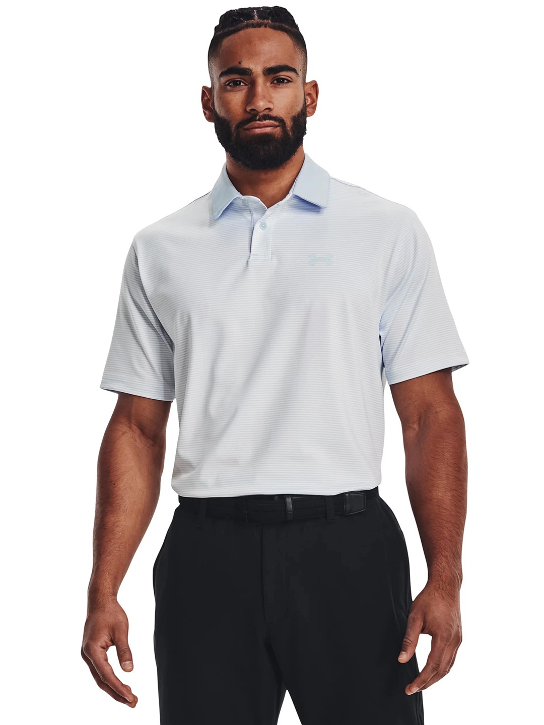 

UNDER ARMOUR Striped Polo Collar Loose T-shirt, Blue