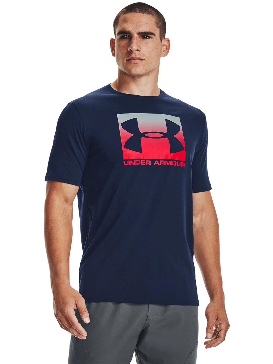 

UNDER ARMOUR Brand Logo Printed Loose T-shirt, Navy blue