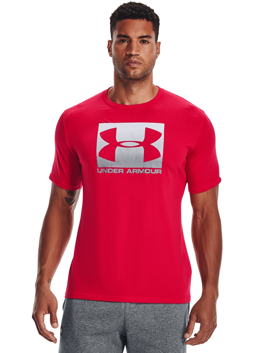 

UNDER ARMOUR Brand Logo Printed Loose T-shirt, Maroon