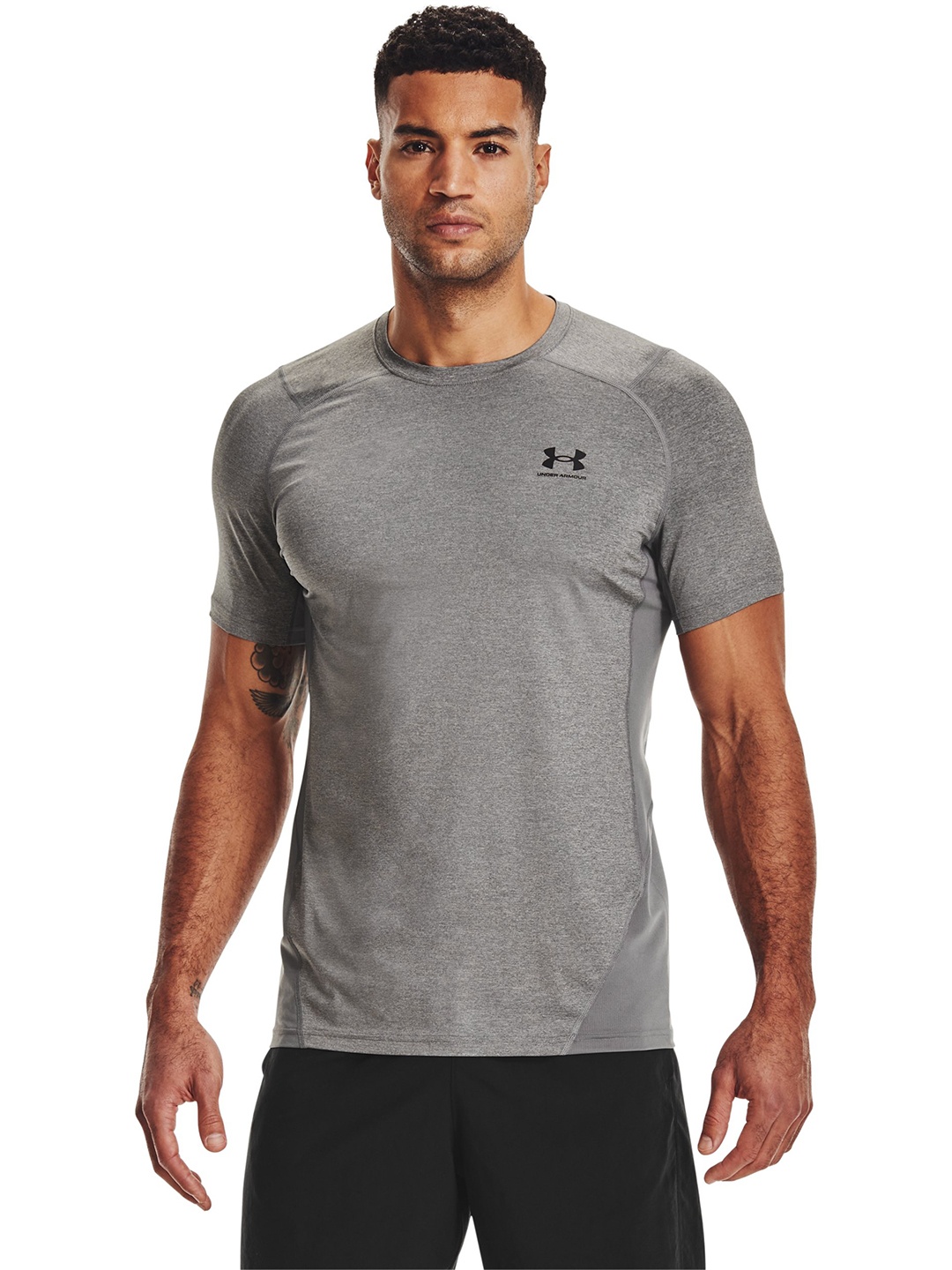 

UNDER ARMOUR Raglan Sleeves Heat Gear Fitted T-shirt, Grey melange