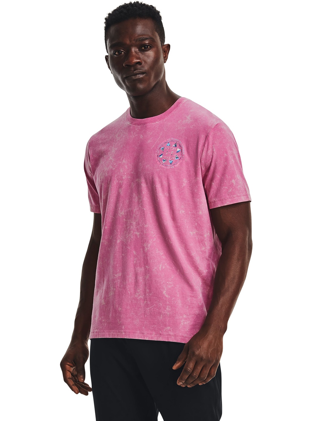 

UNDER ARMOUR Running Brand Logo Printed Fitted T-shirt, Pink