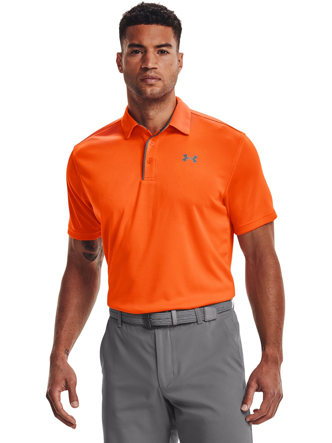 

UNDER ARMOUR Men Tech Polo Collar Loose T-shirt, Orange