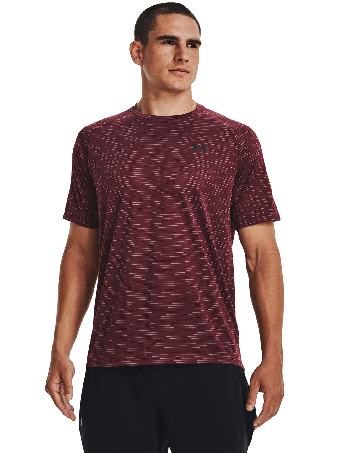 

UNDER ARMOUR Striped Tech 2.0 Dash Loose Fit Training T-shirt, Burgundy