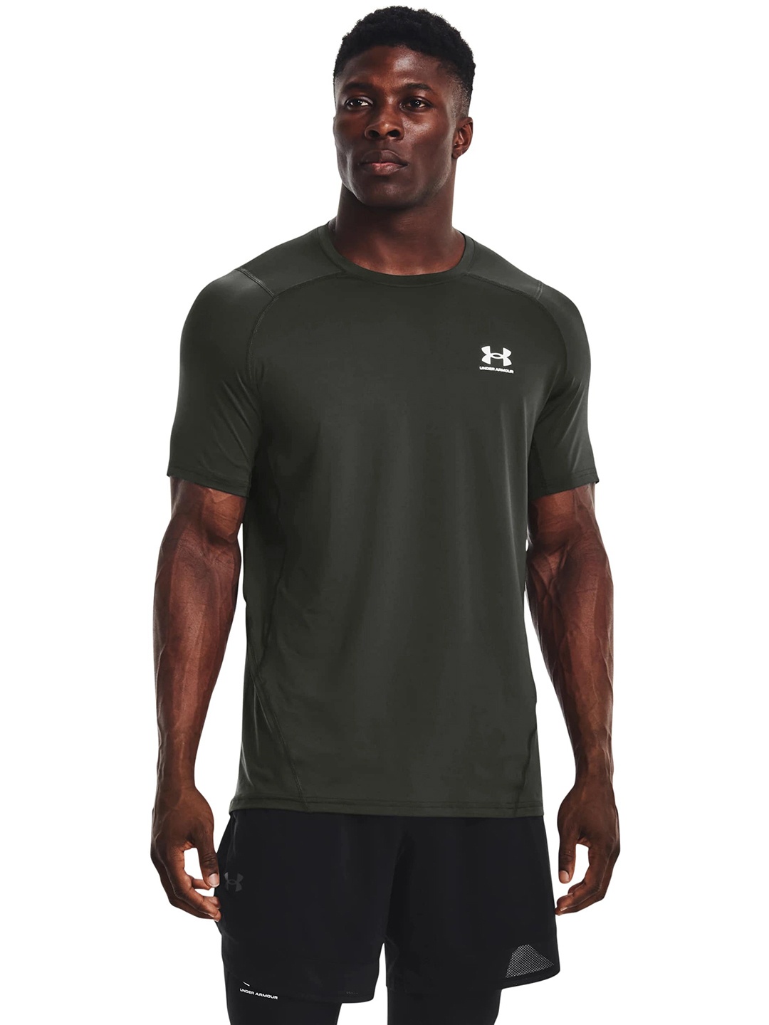 

UNDER ARMOUR Raglan Sleeves Heat Gear Fitted T-shirt, Olive