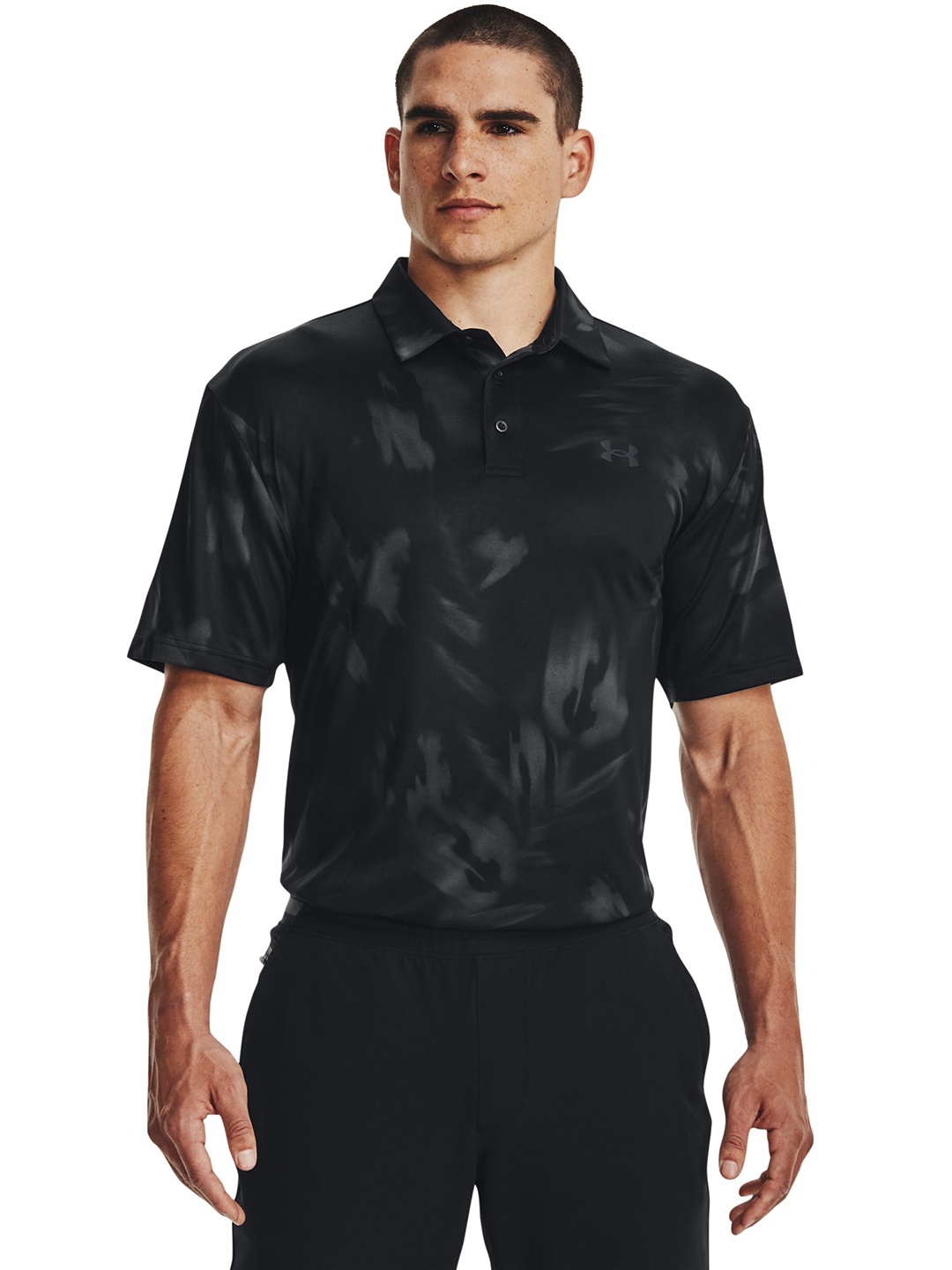 

UNDER ARMOUR Tie and Dyed Polo Collar Loose T-shirt, Black