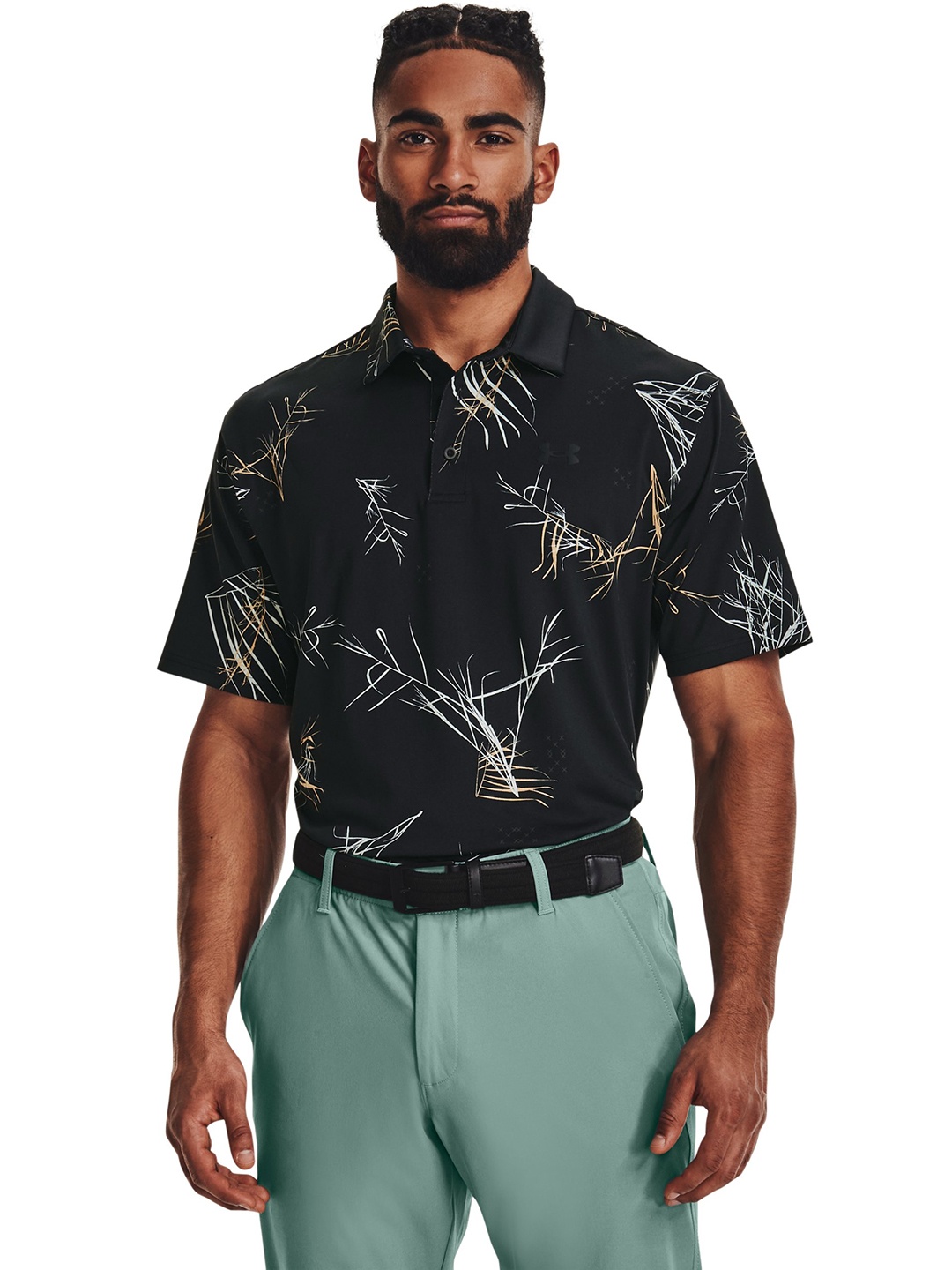 

UNDER ARMOUR Printed Polo Collar Loose T-shirt, Black