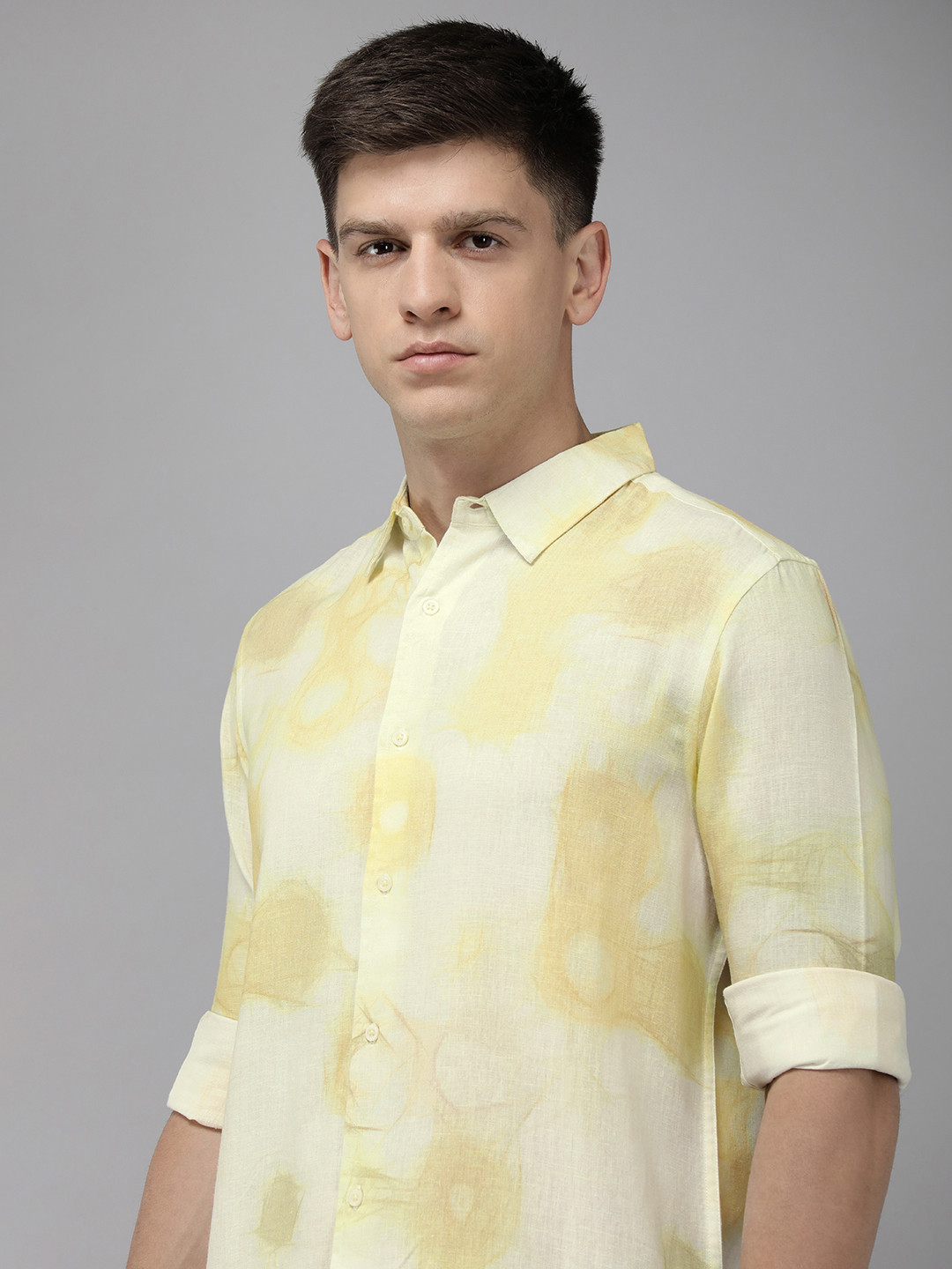 

THE BEAR HOUSE Ardor Edition Slim Fit Opaque Printed Casual Shirt, Yellow