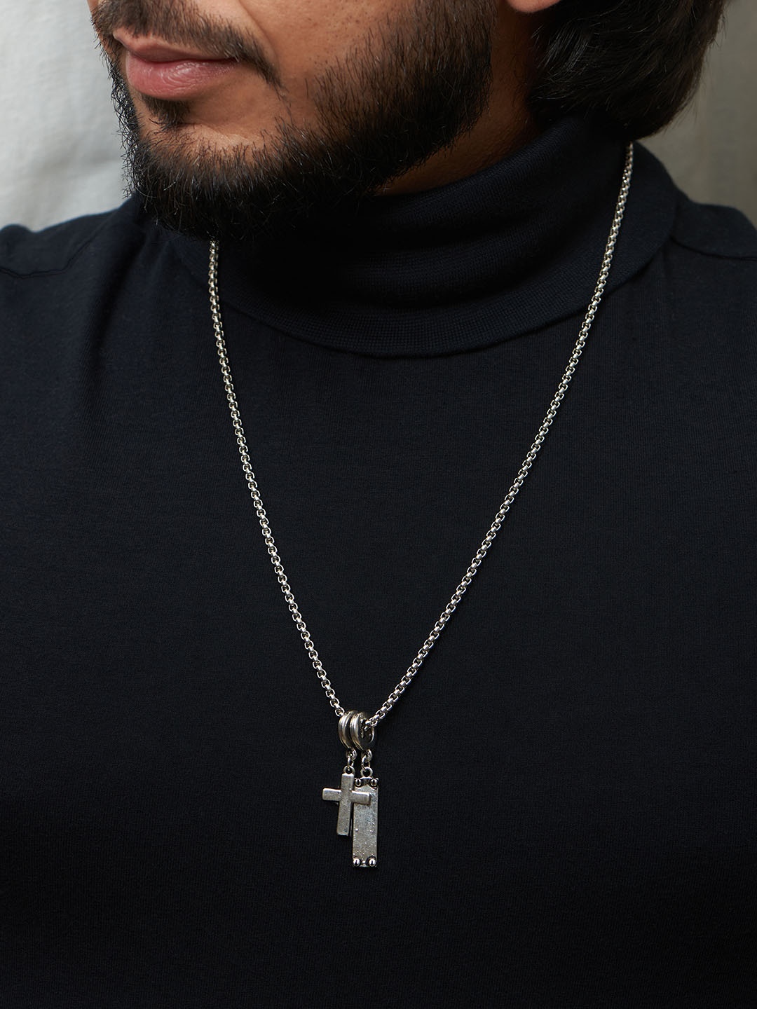 

The Bro Code Men Silver-Plated Charm Pendant Chain