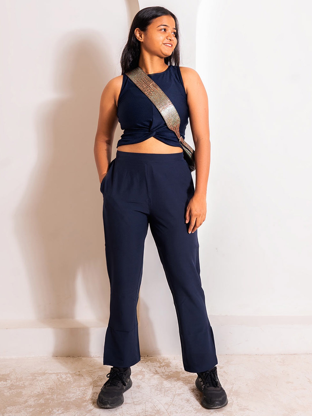 

KICA Women High-Rise Straight-Fit Track Pants, Navy blue