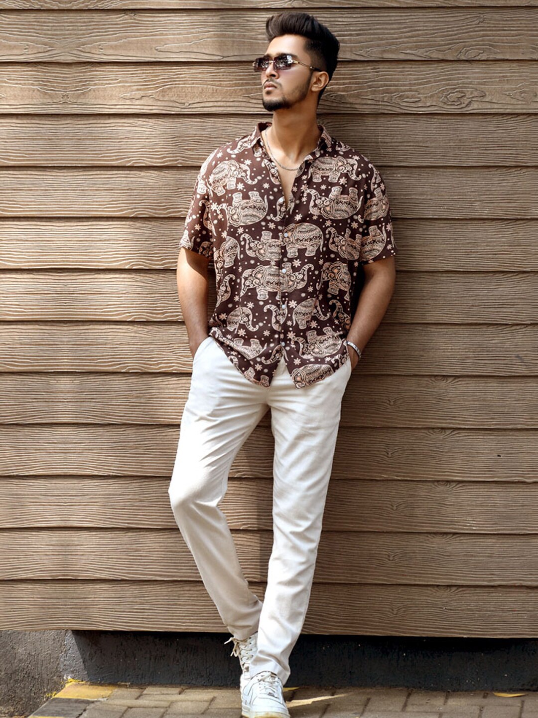 

Powerlook Ethnic Motifs Printed Casual Shirt, Brown