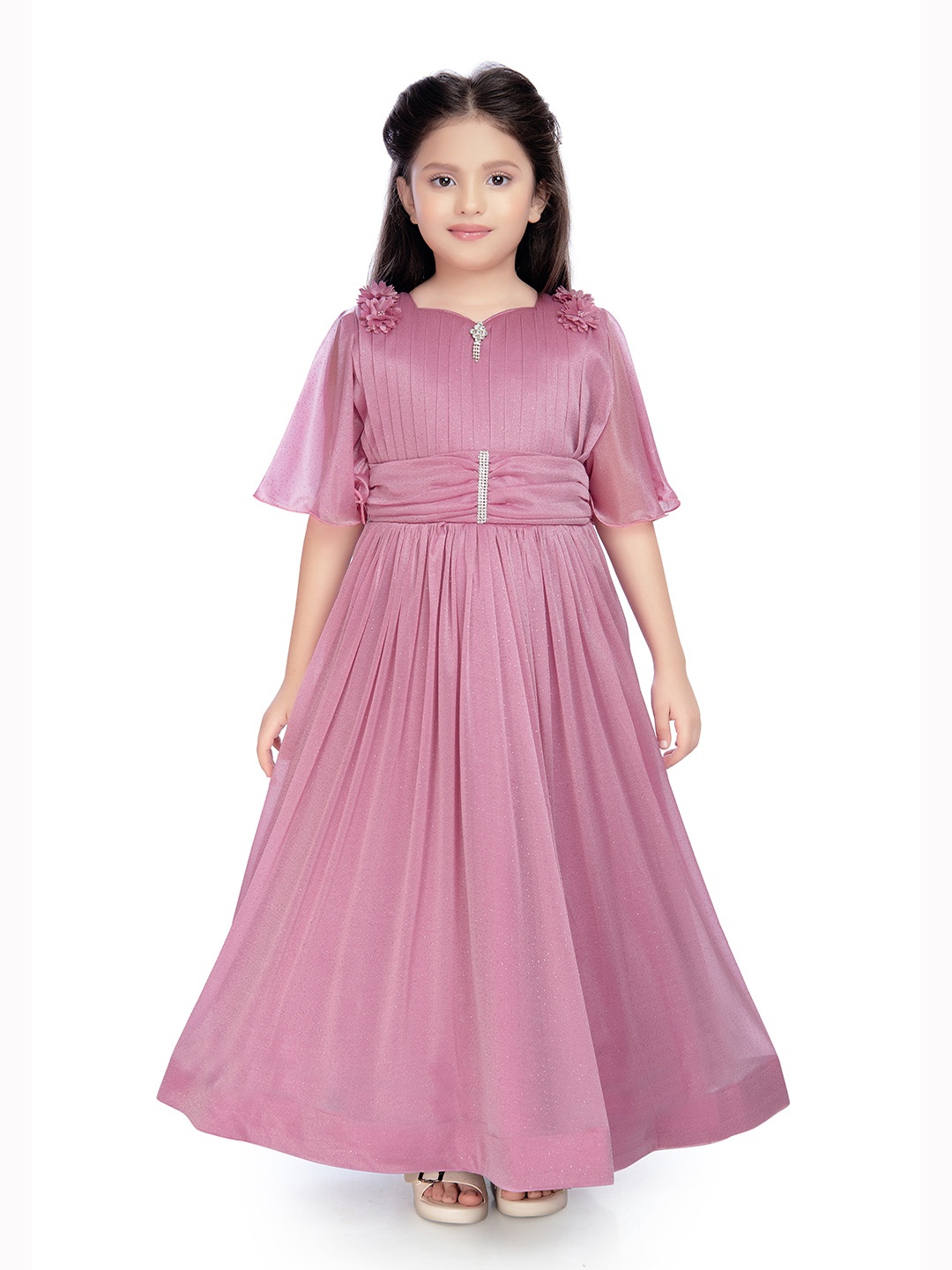 

Tiny Kingdom Notch Neck Satin Maxi Dress, Pink