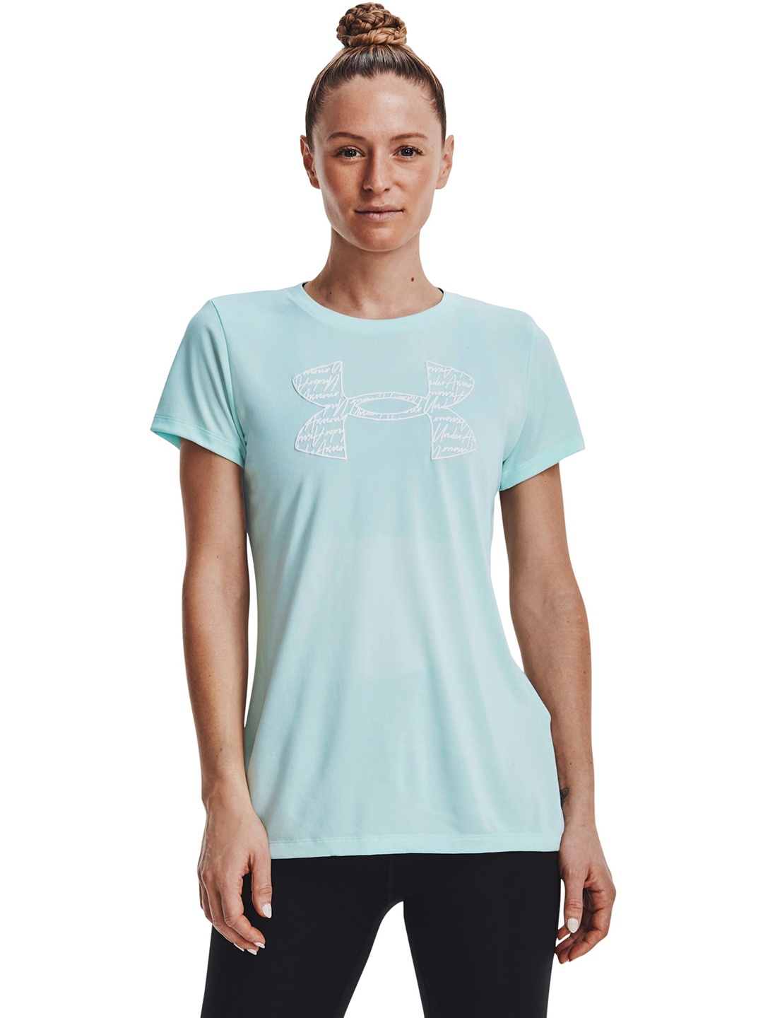 

UNDER ARMOUR Women Tech Solid Script Logo Printed T-shirt, Blue