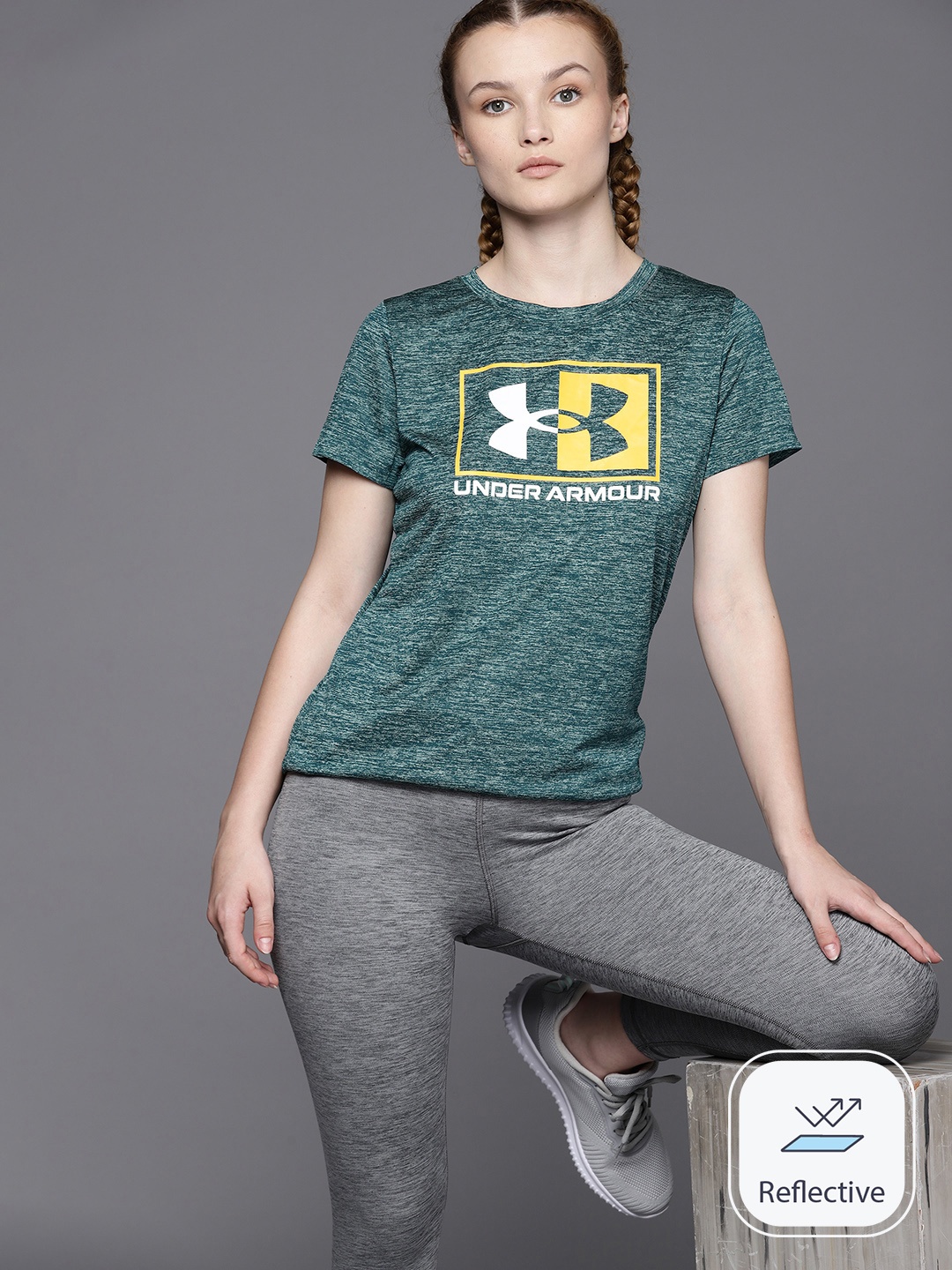 

UNDER ARMOUR Brand Logo Printed Tech Twist Box LU SSC T-shirt, Green