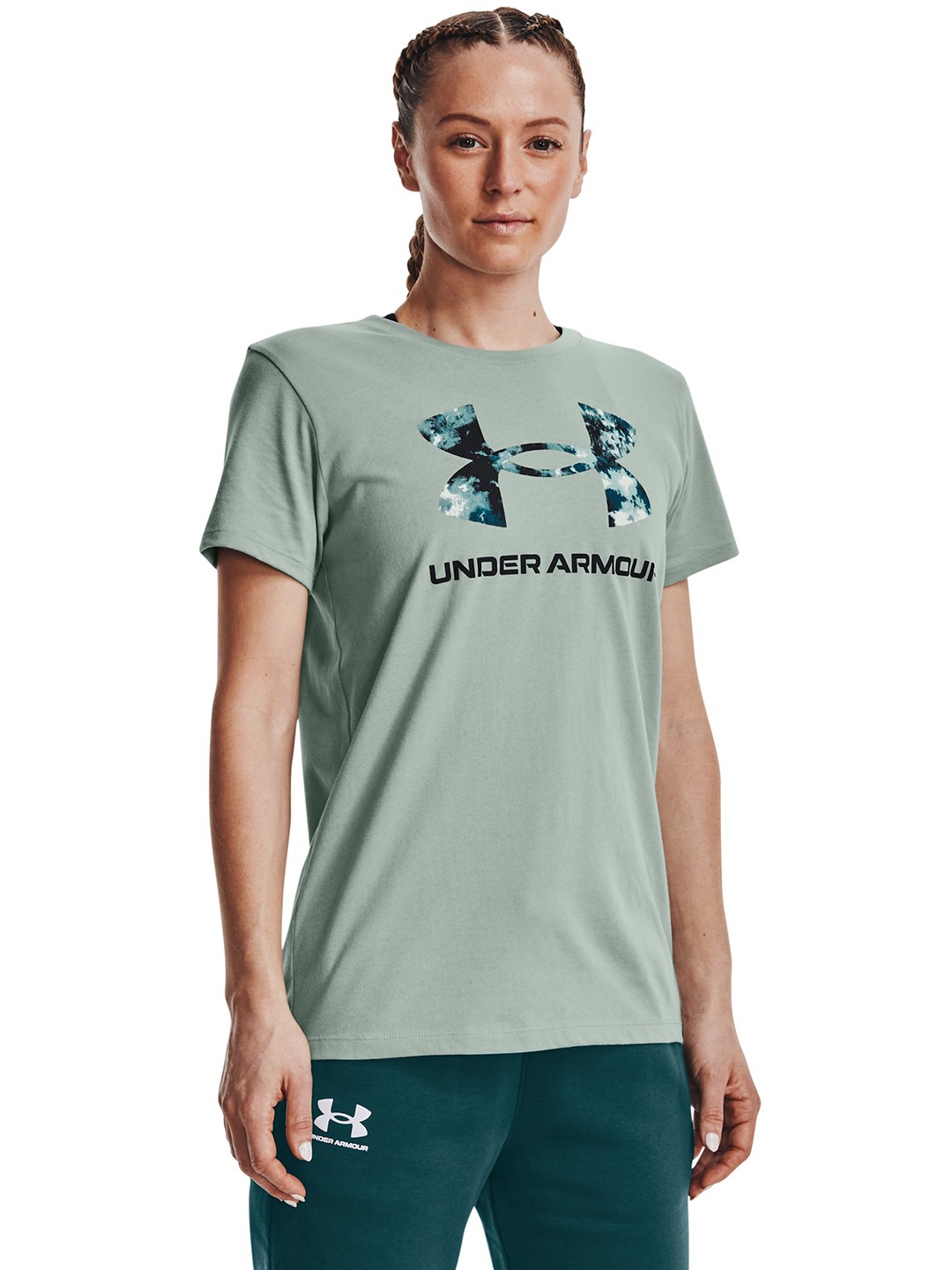 

UNDER ARMOUR Women Sportstyle Brand Logo Printed T-shirt, Green