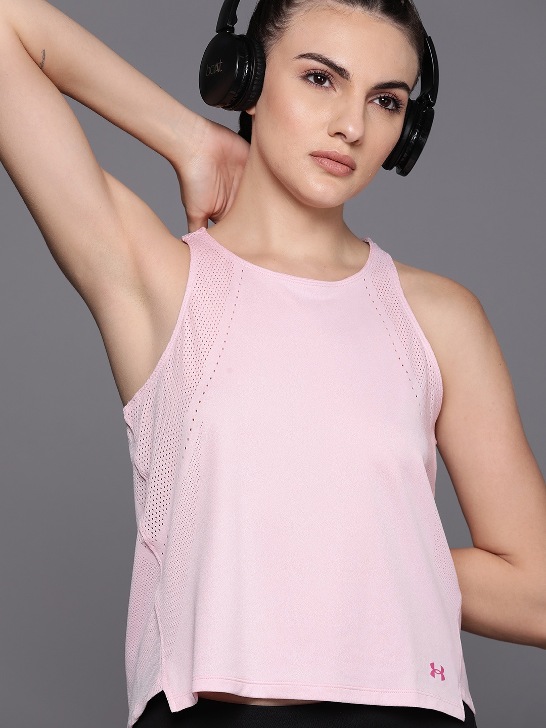 

UNDER ARMOUR Fitted Engineered Knit Tank T-shirt, Pink