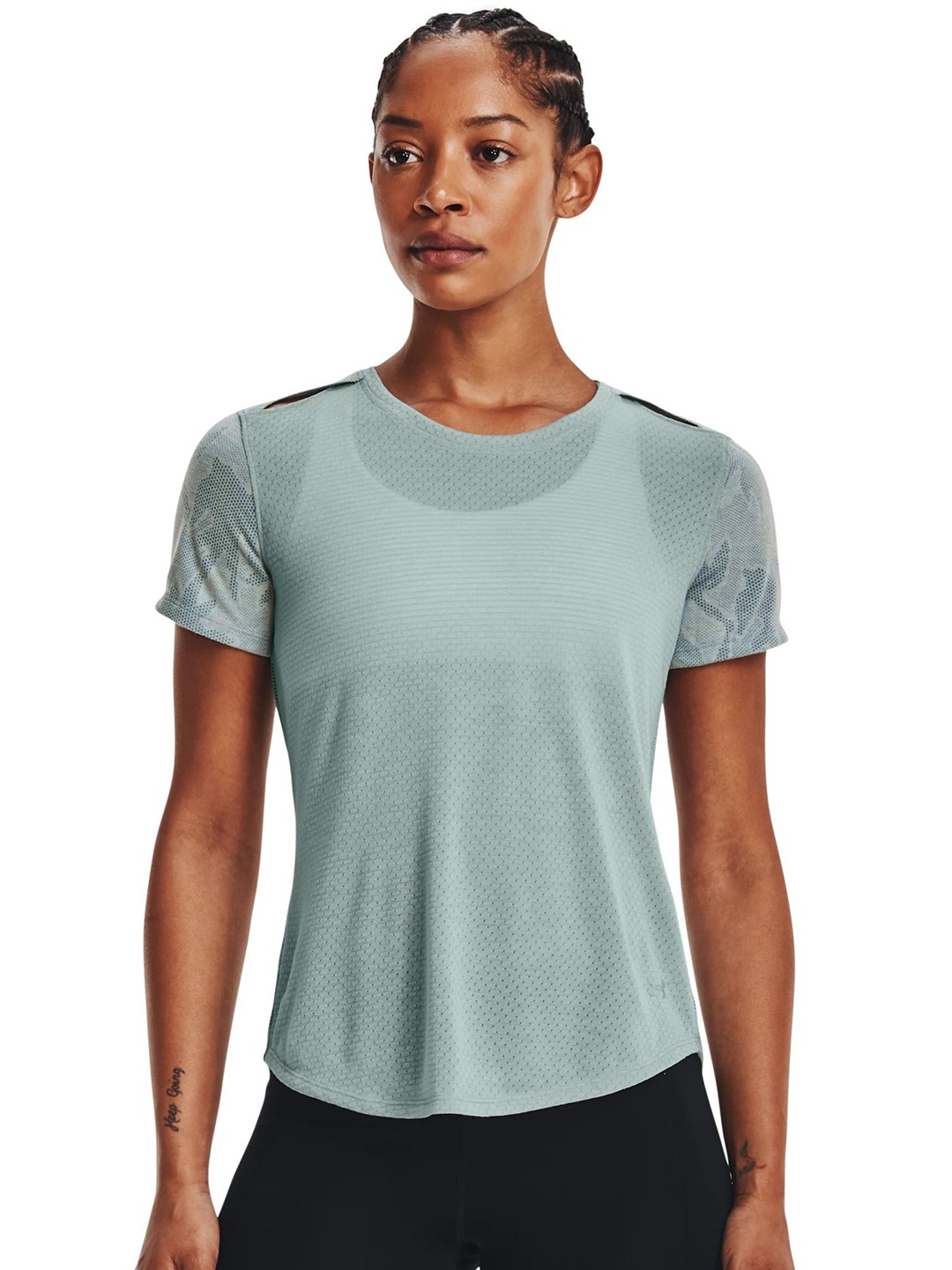 

UNDER ARMOUR Streaker SnowCloud Cut-Out Back & Tie-Up Running T-shirt, Green