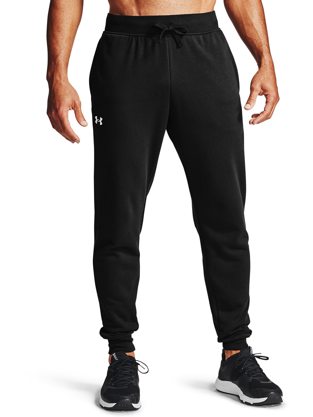 

UNDER ARMOUR Men Solid Mid-Rise Regular Fit Sports Joggers, Black