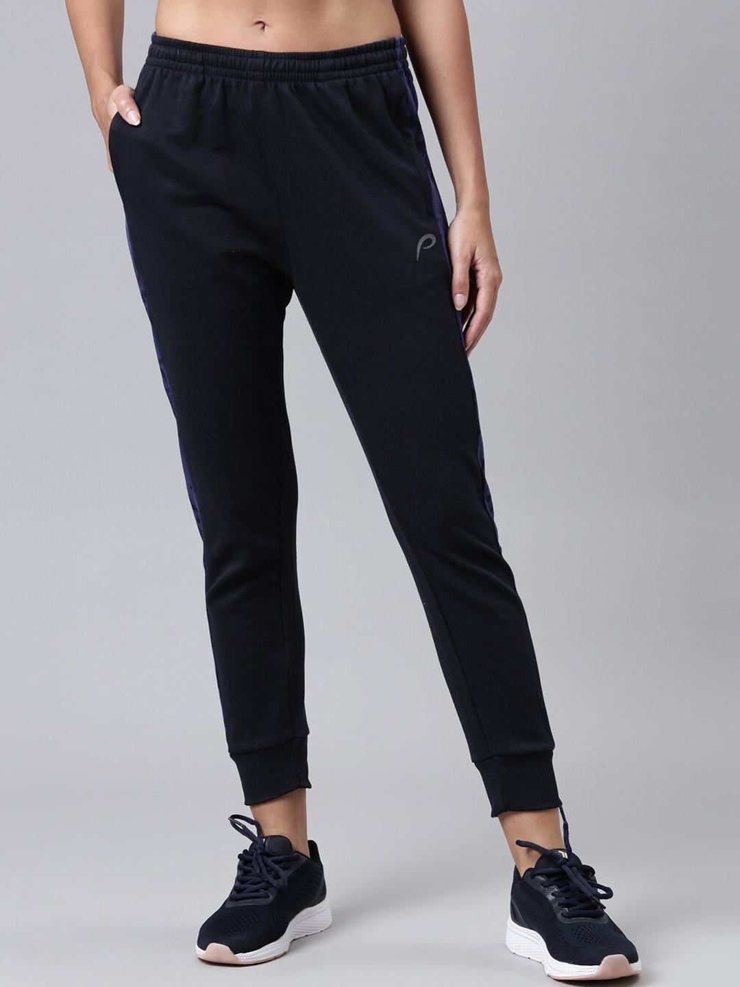 

Proline Women Side Print Detail Cotton Joggers, Navy blue