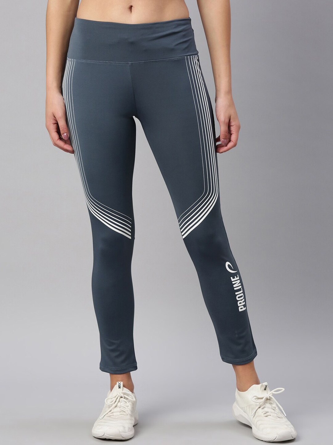 

Proline Women Striped Mid-Rise Track Pants, Grey