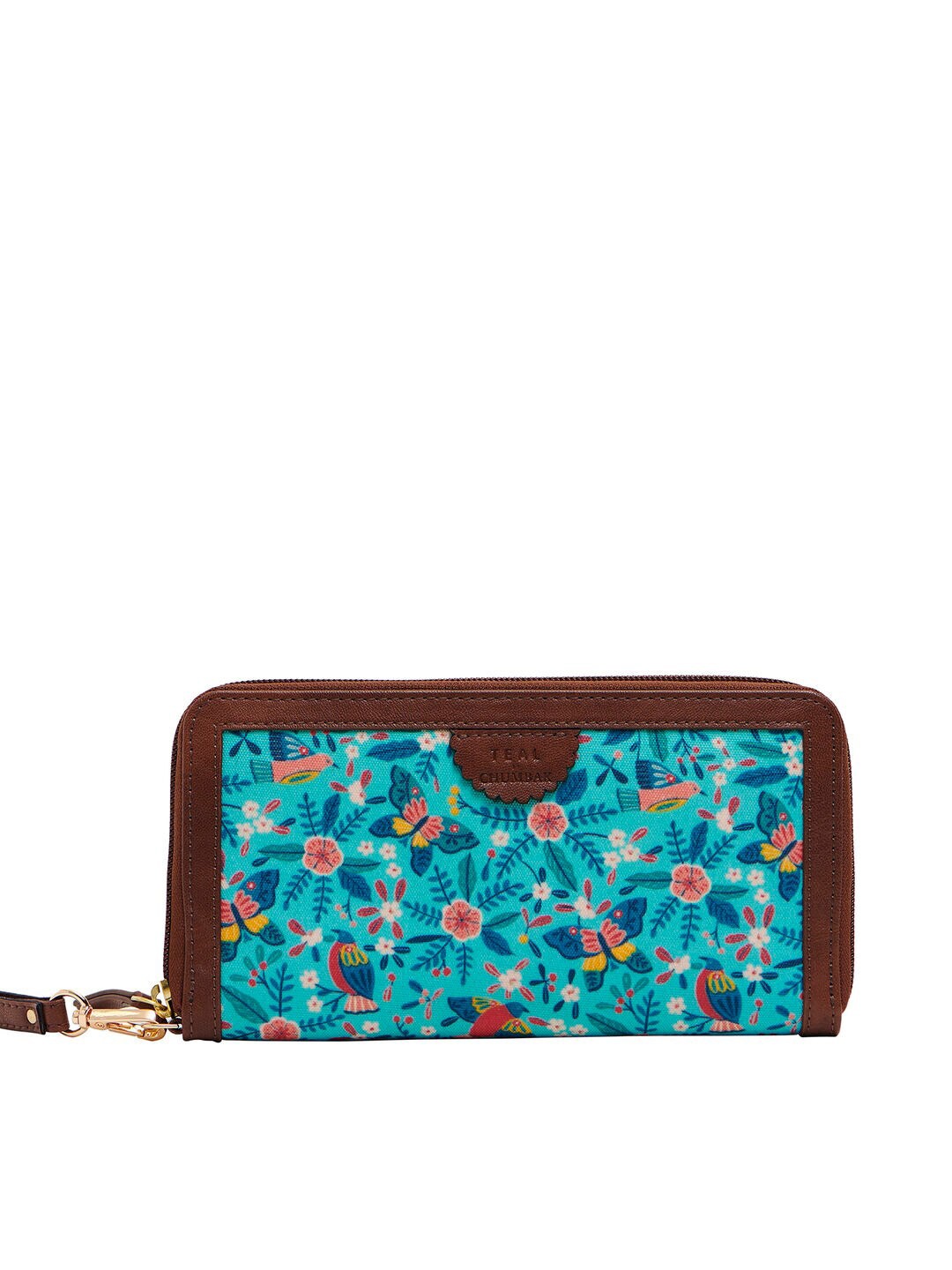 

TEAL BY CHUMBAK Women Floral Printed Zip Around Wallet, Turquoise blue