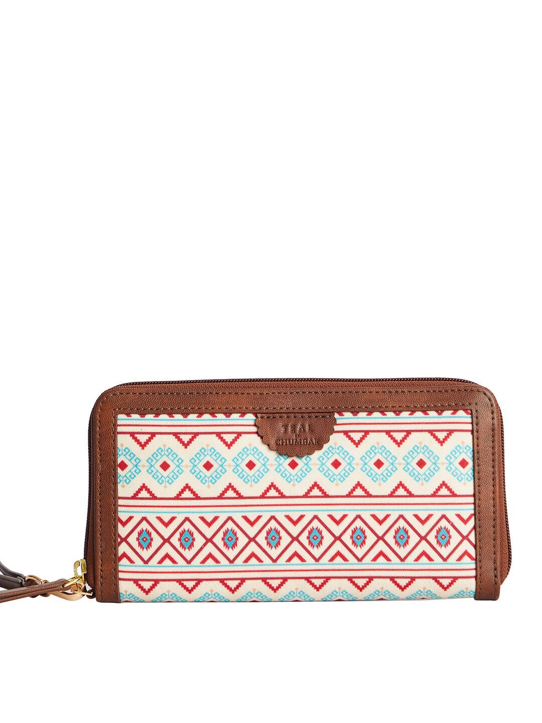 

TEAL BY CHUMBAK Women Ethnic Motifs Printed PU Zip Around Wallet, Red
