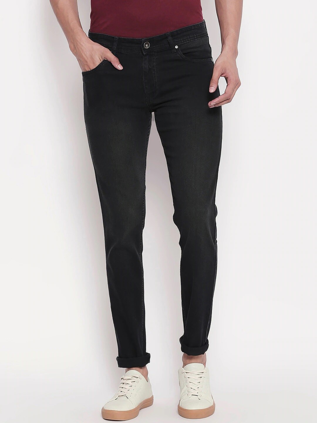 

High Star Men Slim Fit Mid-Rise Stretchable Jeans, Black