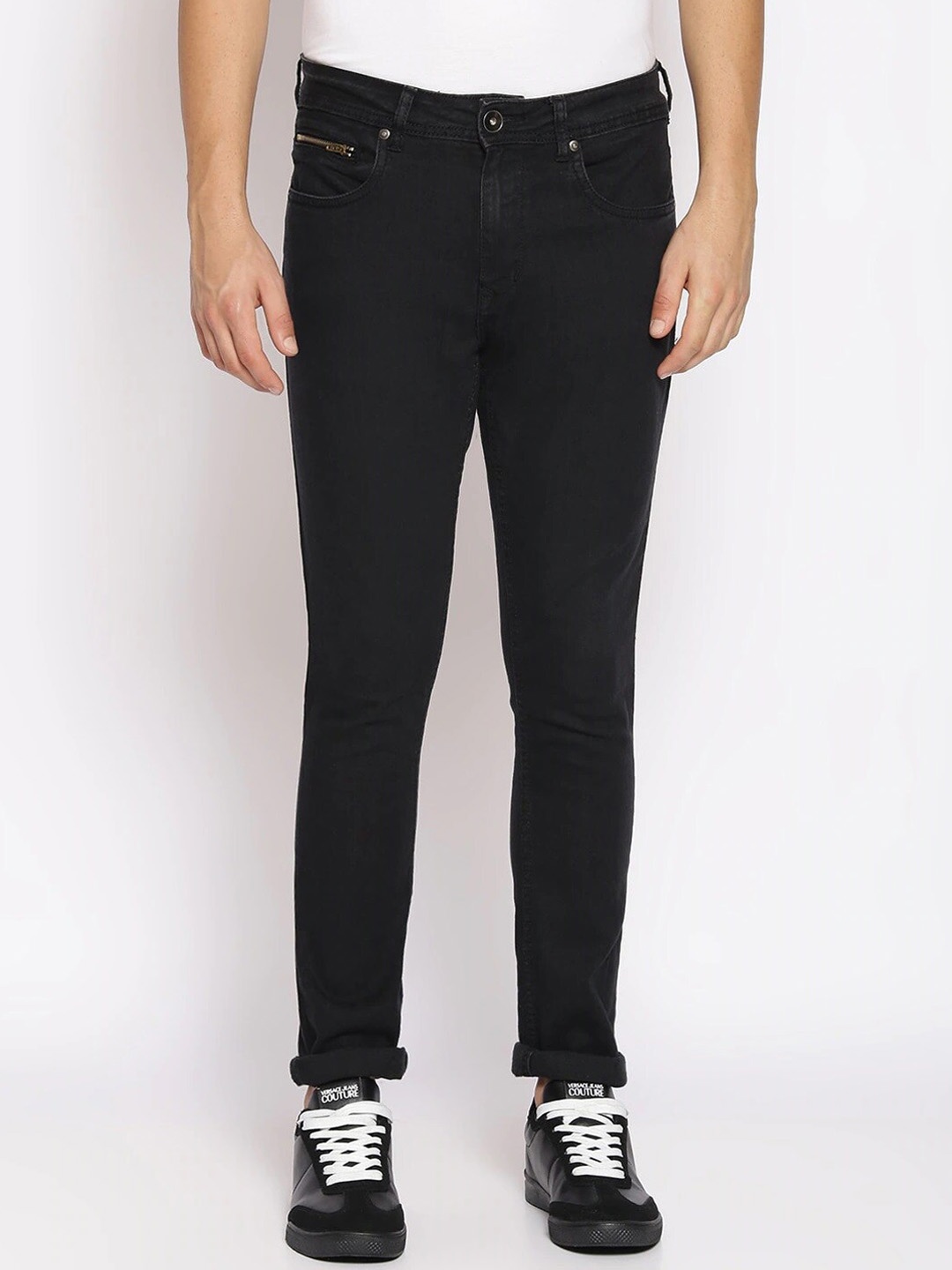 

High Star Men Slim Fit Mid-Rise Stretchable Jeans, Black