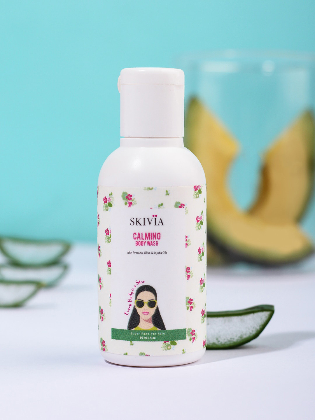 

SKIVIA Calming Mini Body Wash With Jojoba Oil & Aloe Vera 30 ml, Transparent