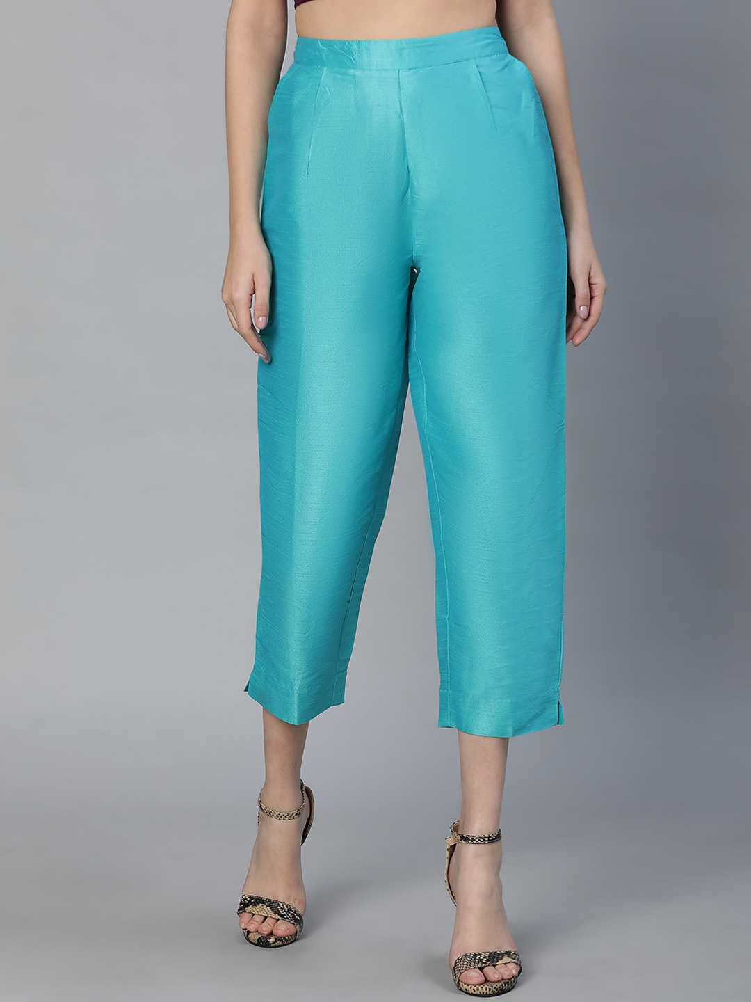 

Oxolloxo Women Tailored Tapered Fit Culottes, Turquoise blue