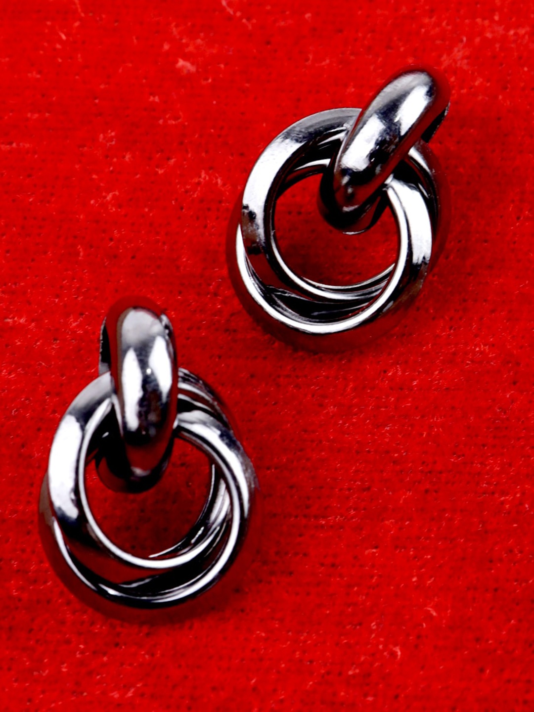 

VAGHBHATT Silver-Plated Geometric Drop Earrings, Black