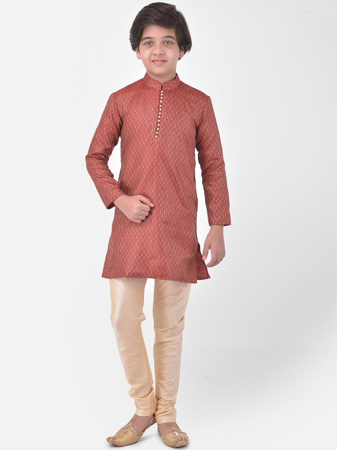 

DEYANN Boys Woven Design Kurta with Pyjamas, Maroon